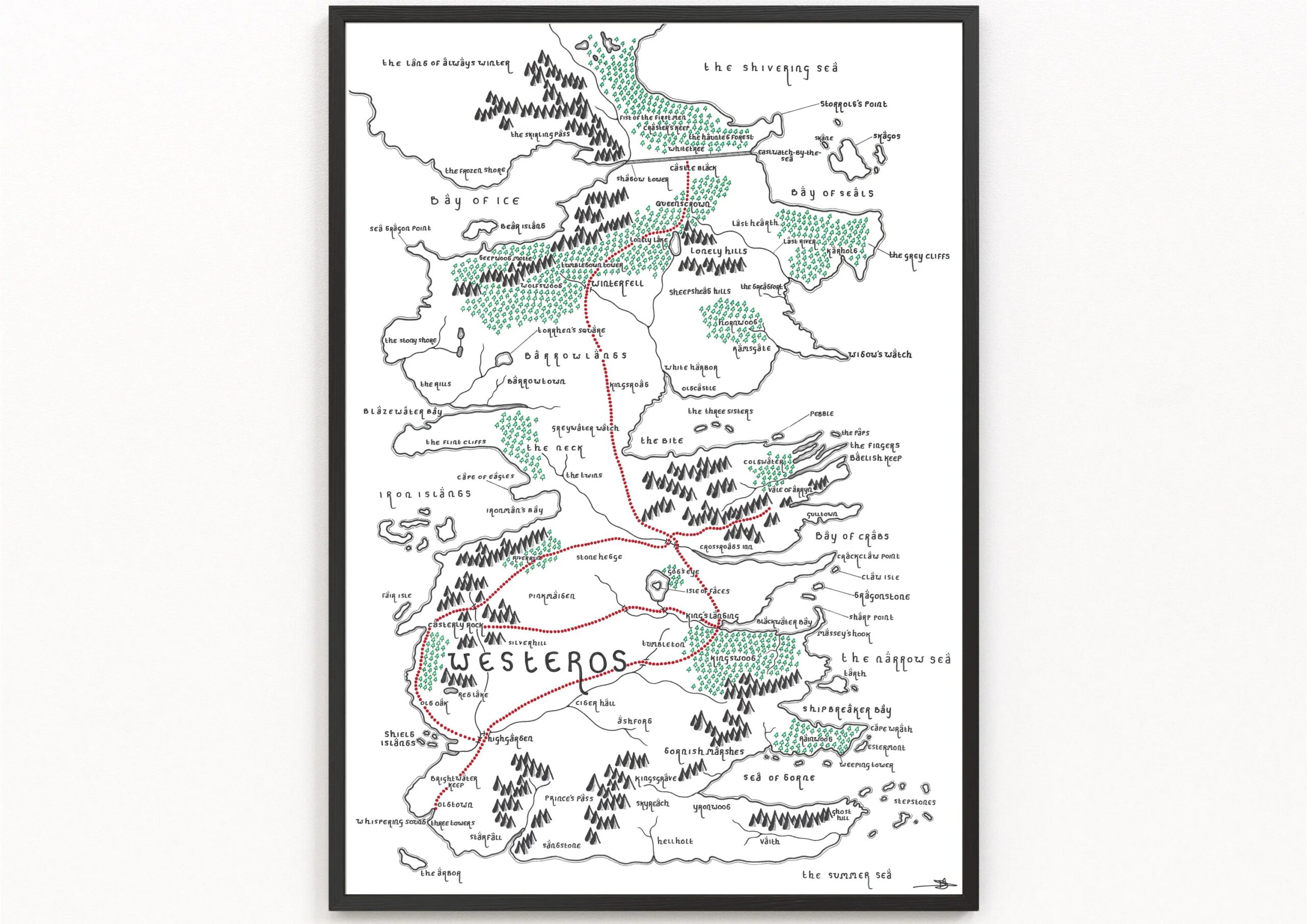 WESTEROS A Game Of Thrones Map Print Fictional Map Minimalist Map Art Wall Art Art Print Etsy