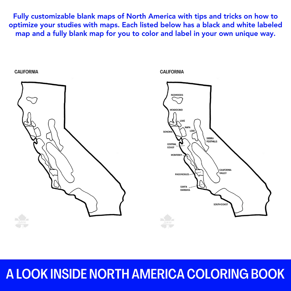 Wine Map Coloring Book North America JWaugh Education