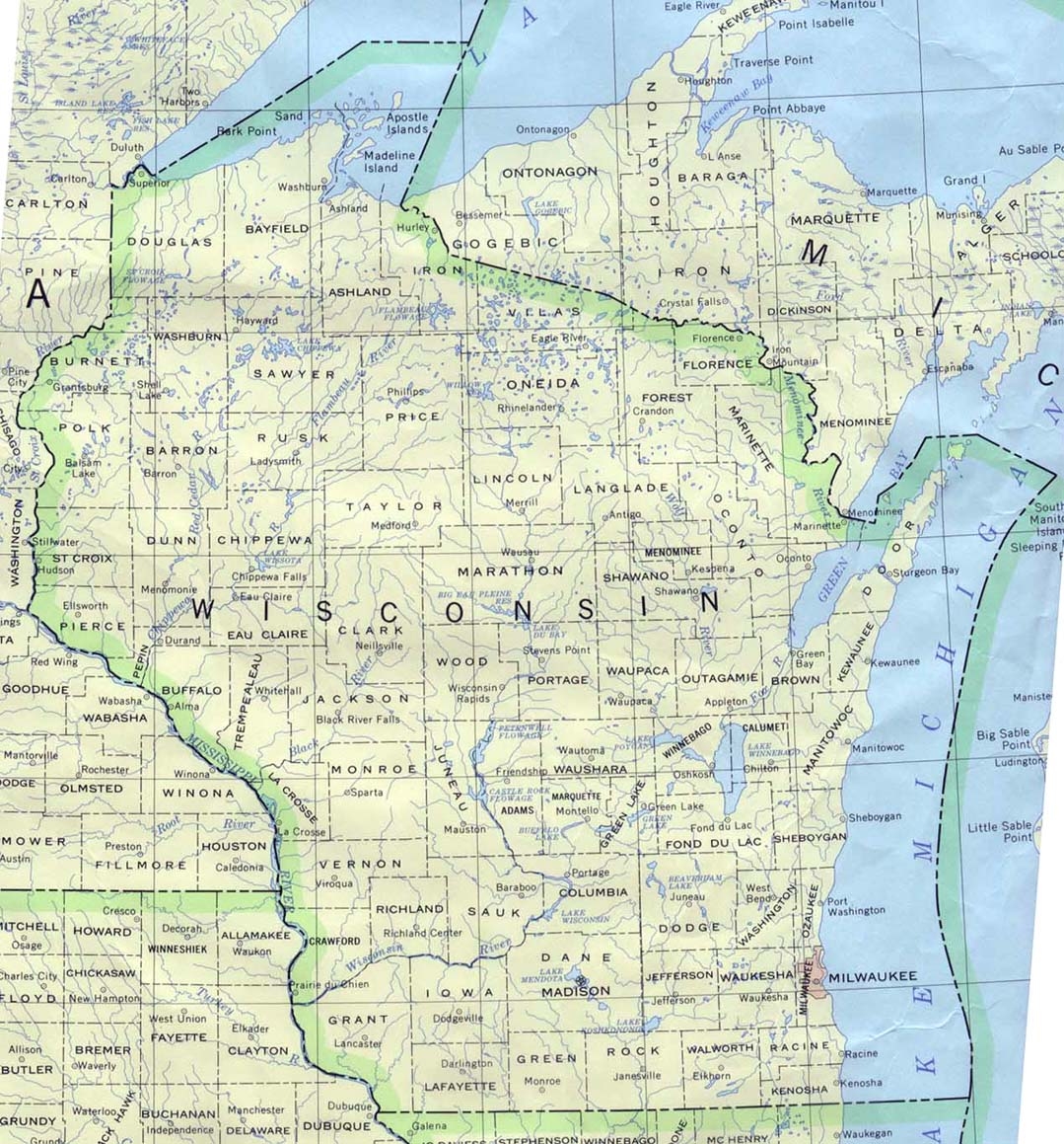 Wisconsin Map With Cities And Towns Printable