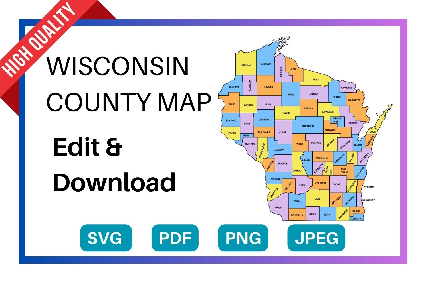 Free Printable Wisconsin Map Template