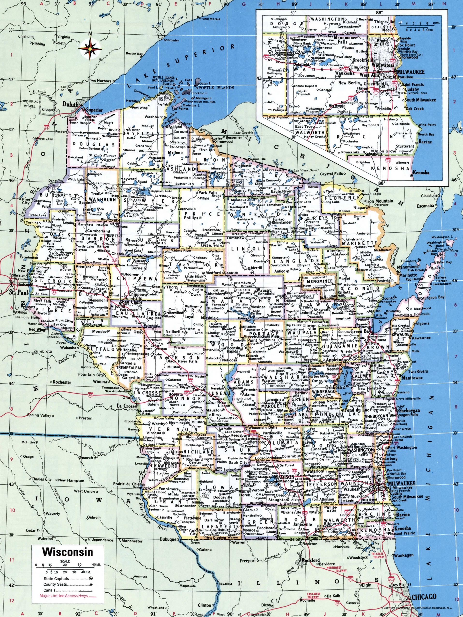 Wisconsin City Map Printable