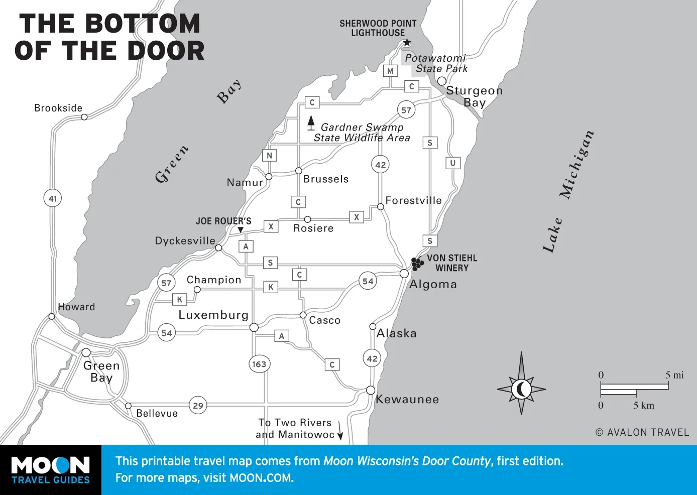 Highway 42 Door County Printable Map