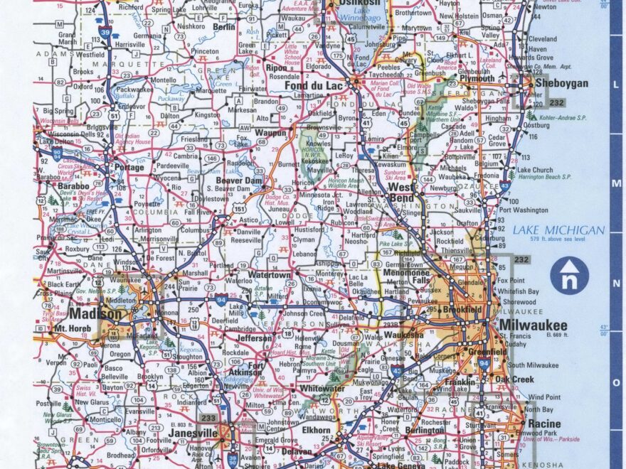 Wisconsin Southern Roads Map Map Of South Wisconsin Cities And Highways