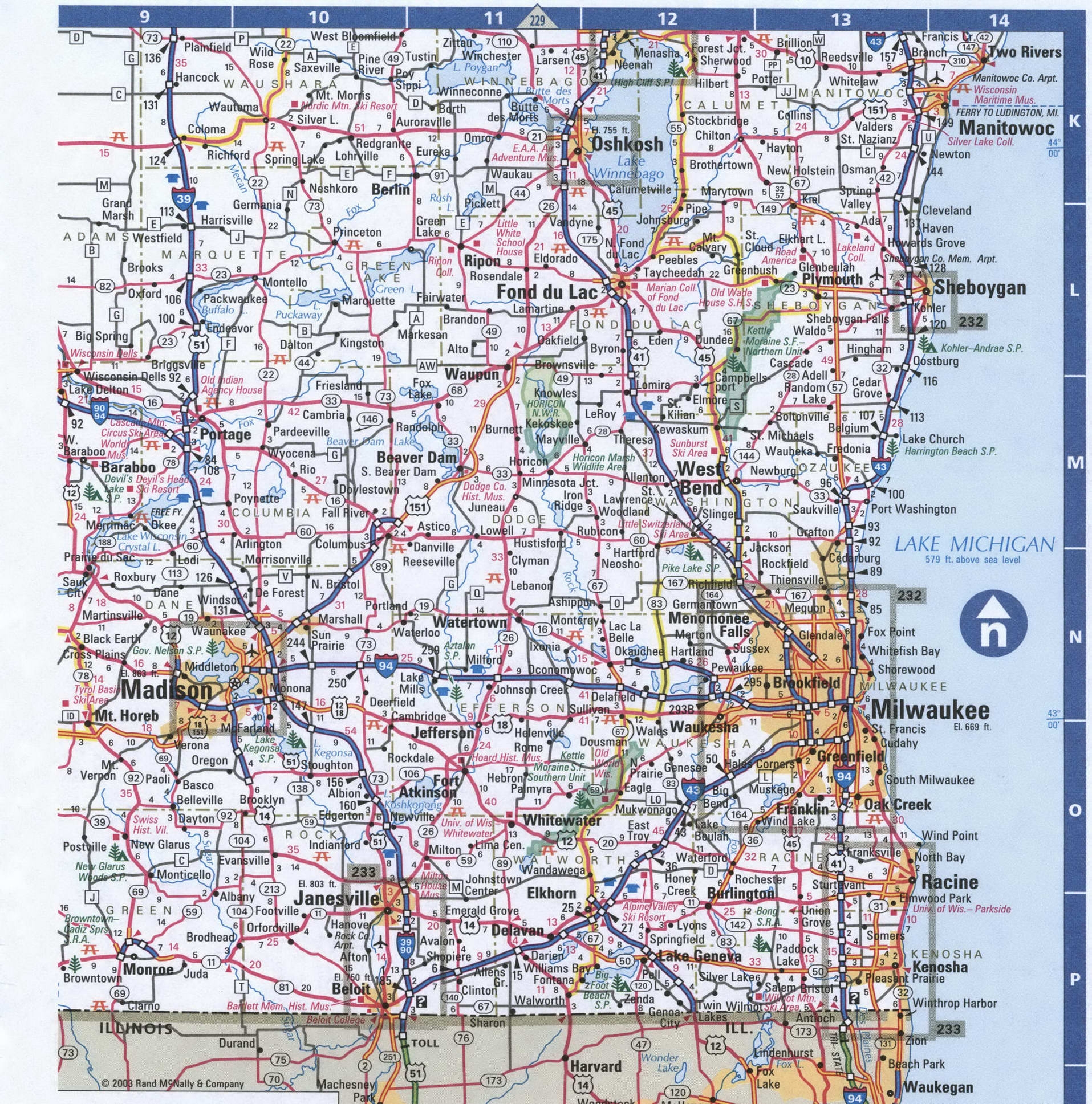Wisconsin Southern Roads Map Map Of South Wisconsin Cities And Highways