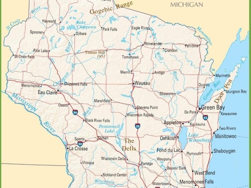 WISCONSIN STATE ROAD MAP GLOSSY POSTER PICTURE PHOTO PRINT City Highway 3453 EBay