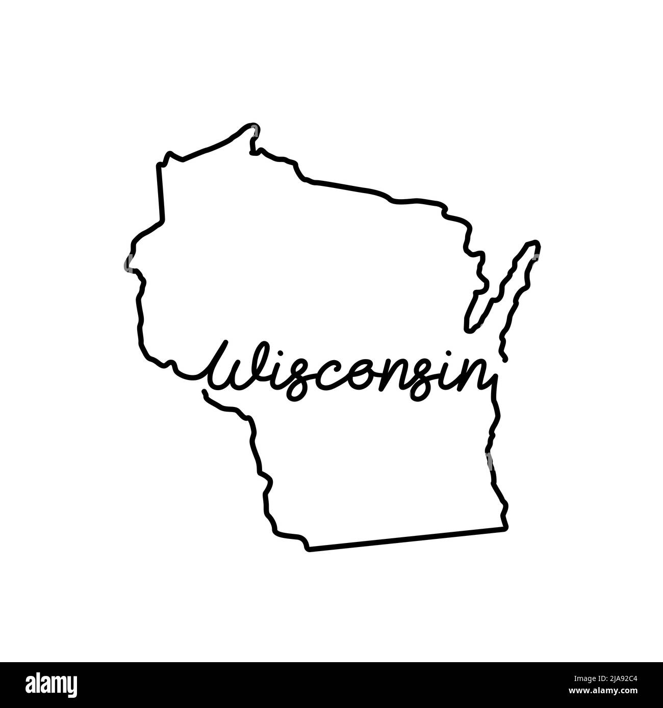 Wisconsin US State Outline Map With The Handwritten State Name Continuous Line Drawing Of Patriotic Home Sign A Love For A Small Homeland T shirt P Stock Photo Alamy
