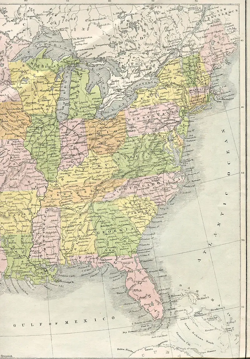 Us State Map Printable Vintage