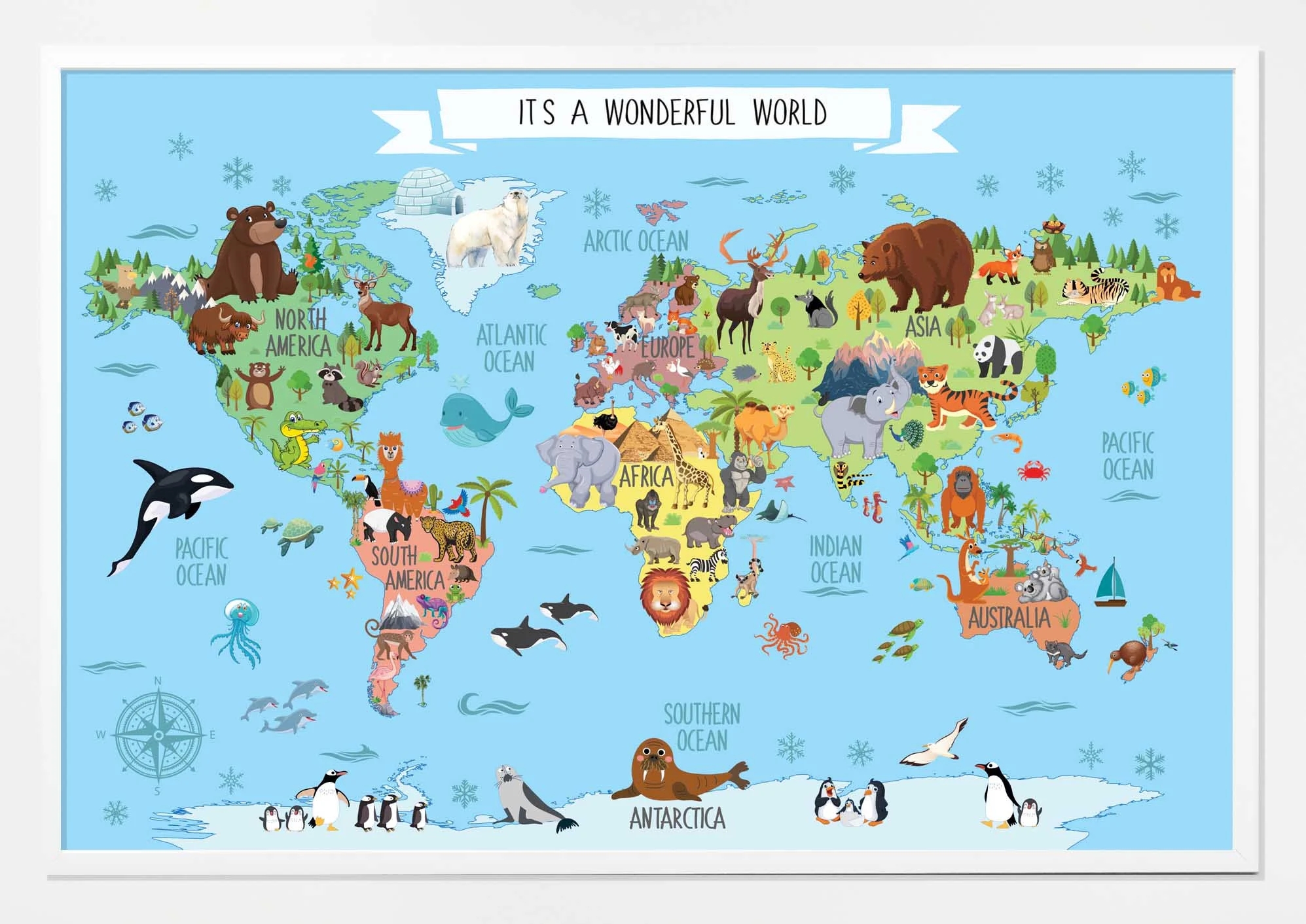 World Animal Map Wall Print Digital Download Unique Toddler Toys Nursery Map Nursery Toddler Wall Art Wall Art Childrens Room Etsy