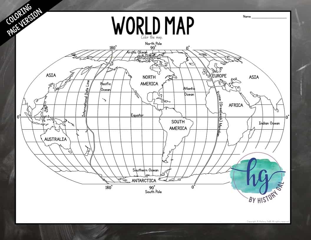 World Map Latitude/Longitude Printable