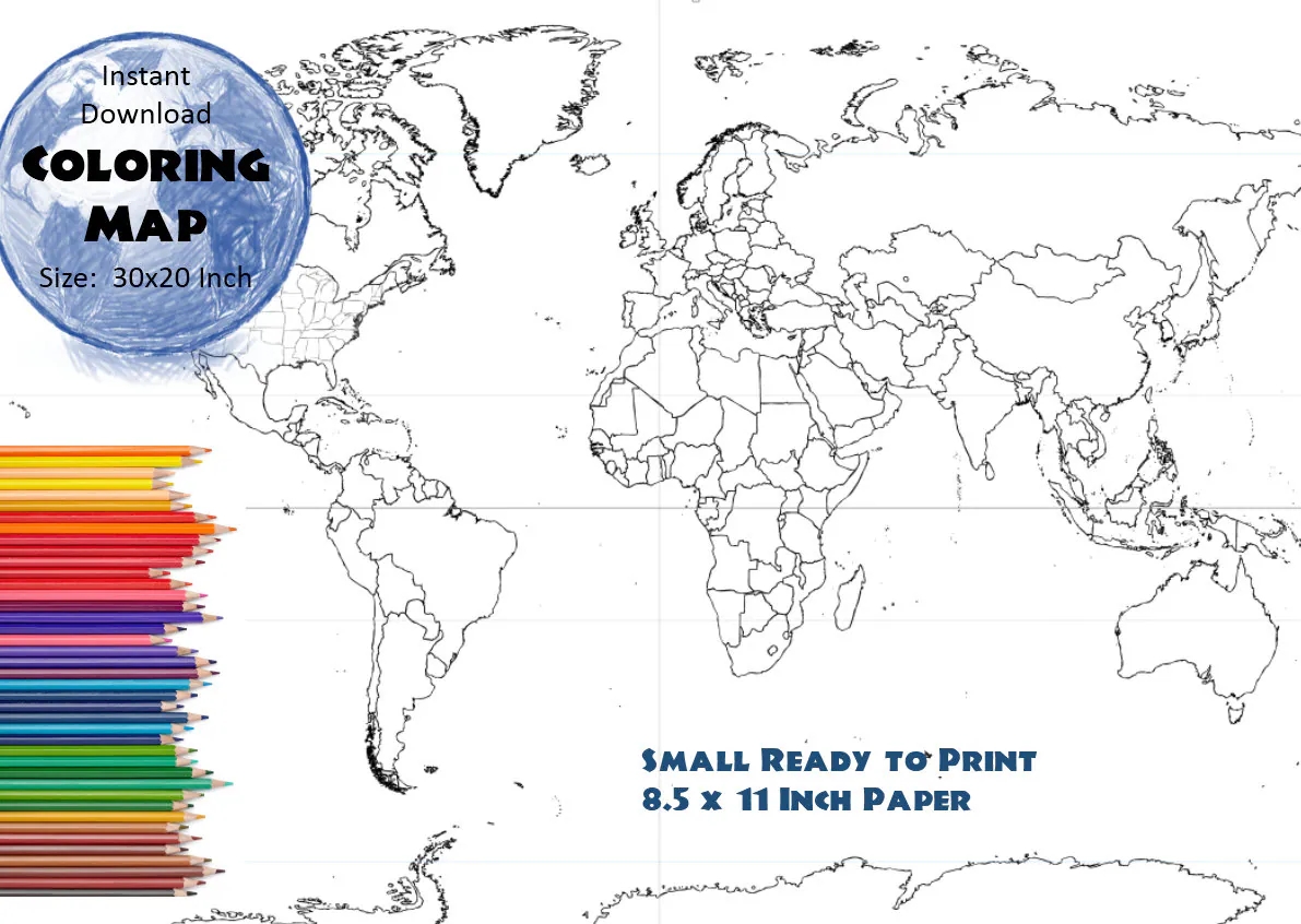 World Map With Countries Clear Printable