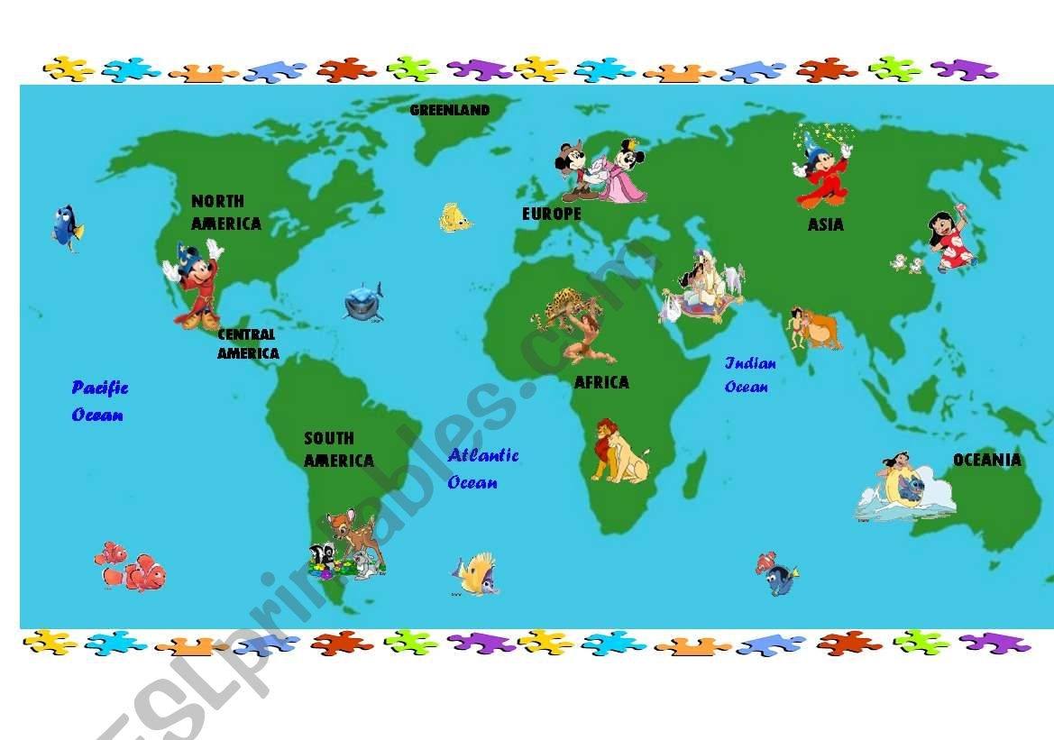 World Map For Children Printable