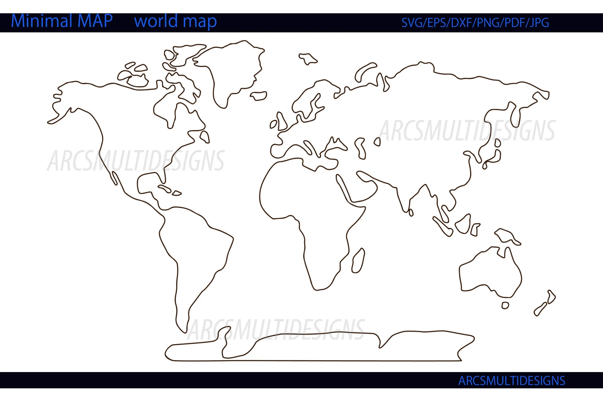 World Map Outline Etsy