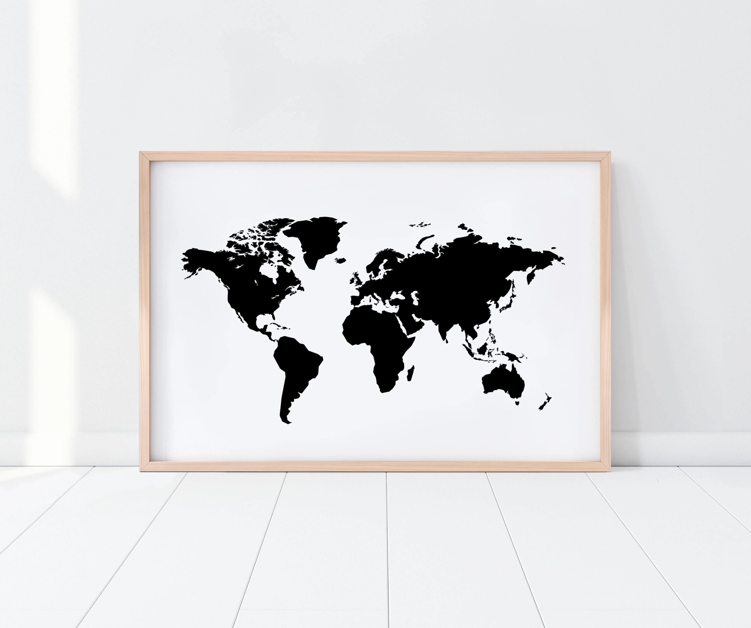 World Map Print World Map Wall Art BW World Map Map Print World Map Decor Map Poster World Map Printable Minimalist Print Etsy