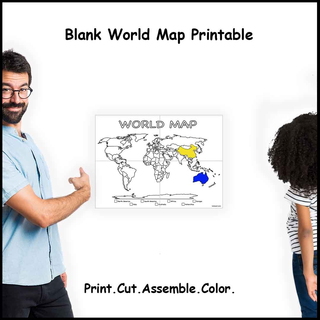 World Map Printable Sizes 4 9 Or 16 Sheets Of Paper