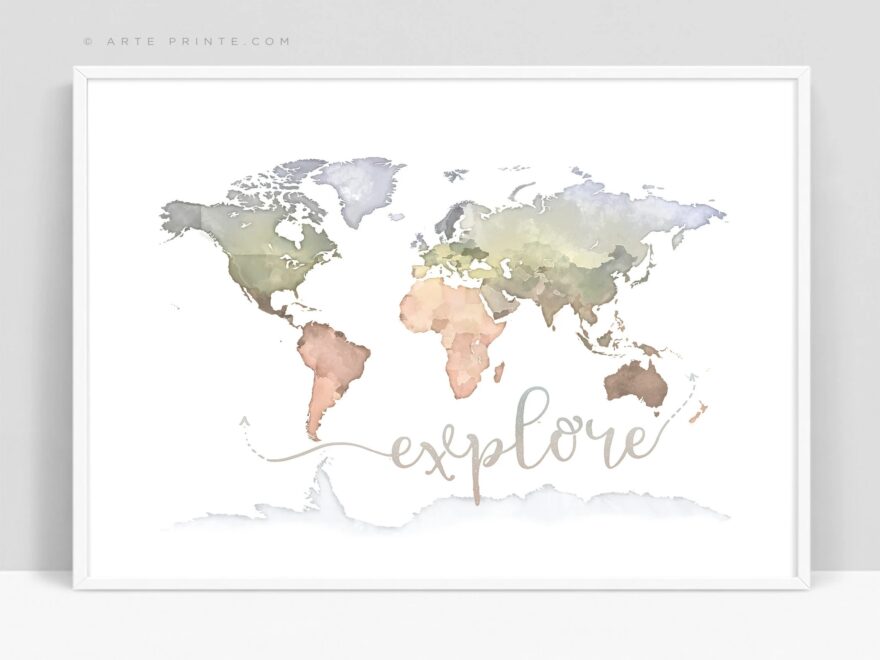 World Map Wall Art Printables EXPLORE Map Print Nursery Decor World Map Kids Adventure Map Poster Digital Download Aga Szafranska Etsy