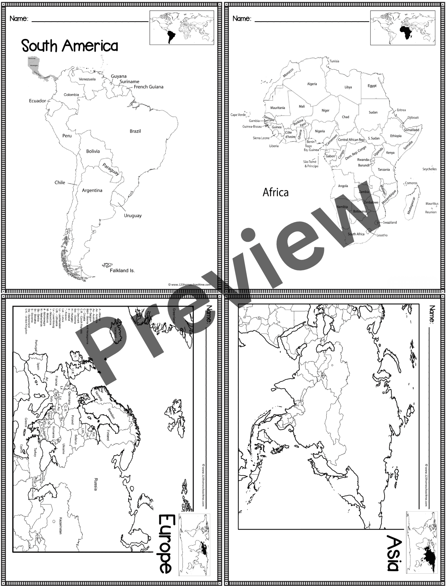Free Printable Map Of Continents