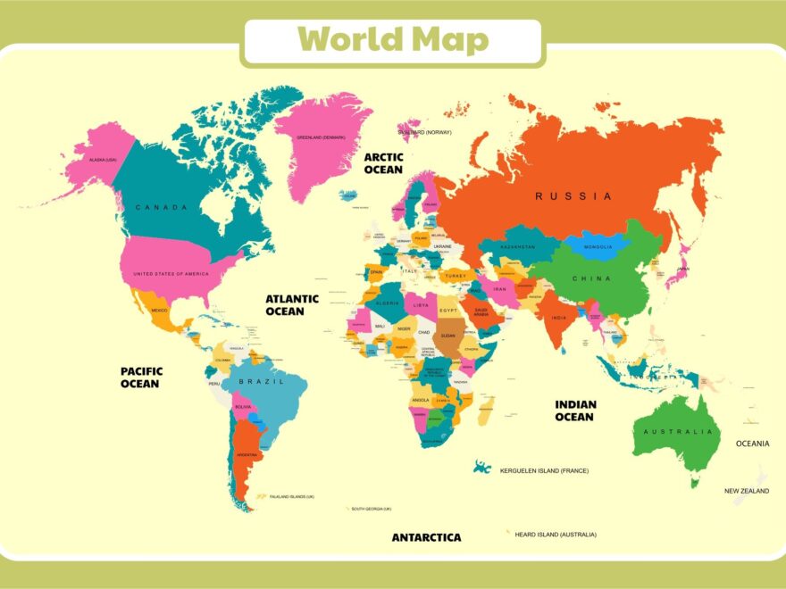 World Map With Countries PRINTABLE Map Of The World Wall Art Kid Worksheets Library