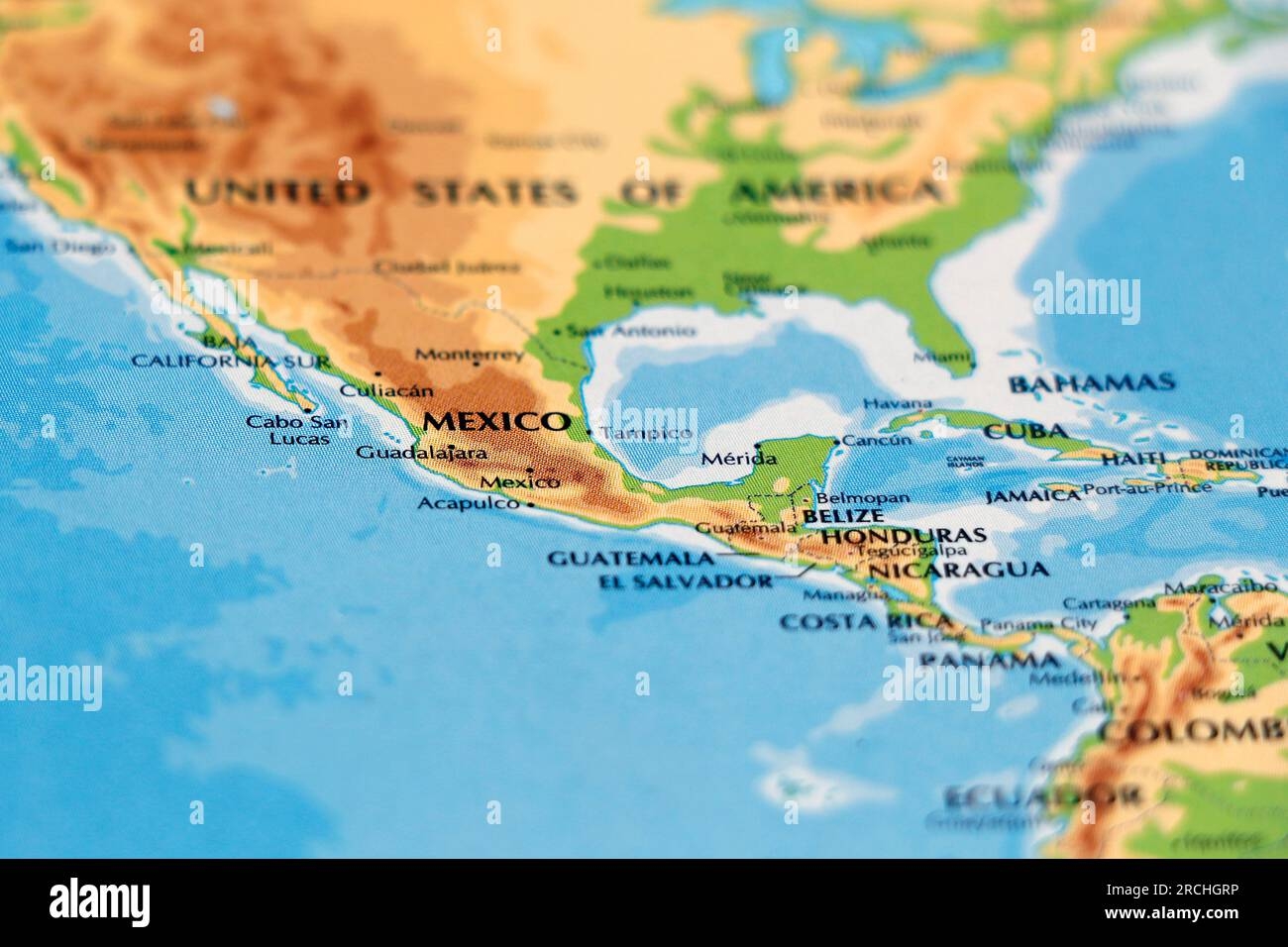World Map With North American Continent Mexico In Focus Stock Photo Alamy