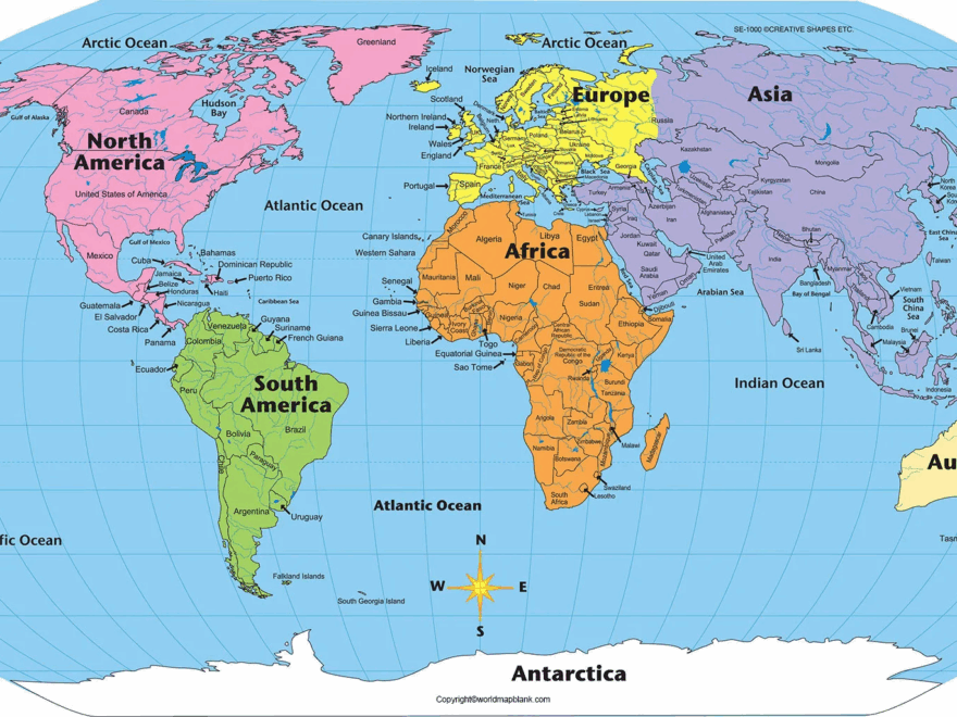 World Map With Oceans And Seas Of The World Map PDF