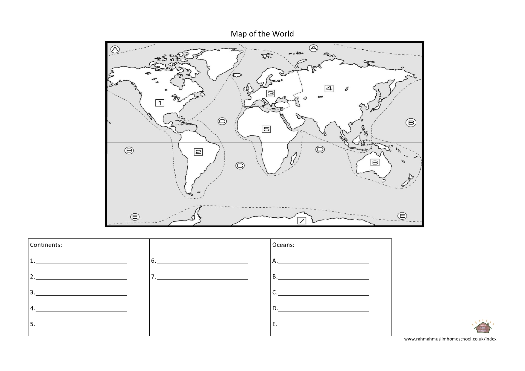 World Map Test Printable