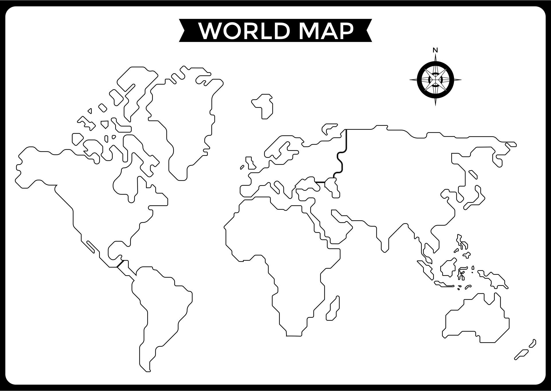 World Map Printable Continent Outlines