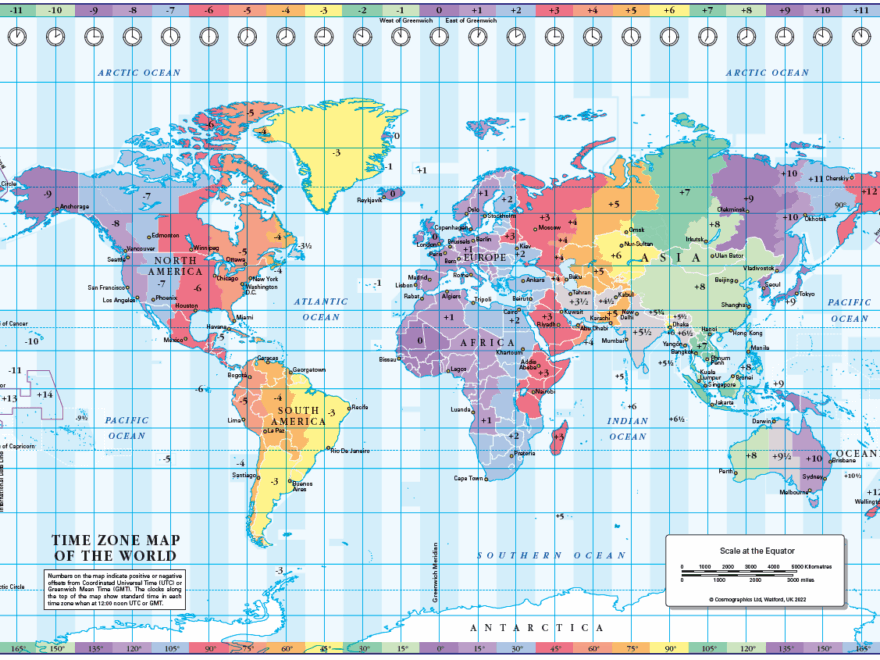 World Time Zones Map download Worksheets Library