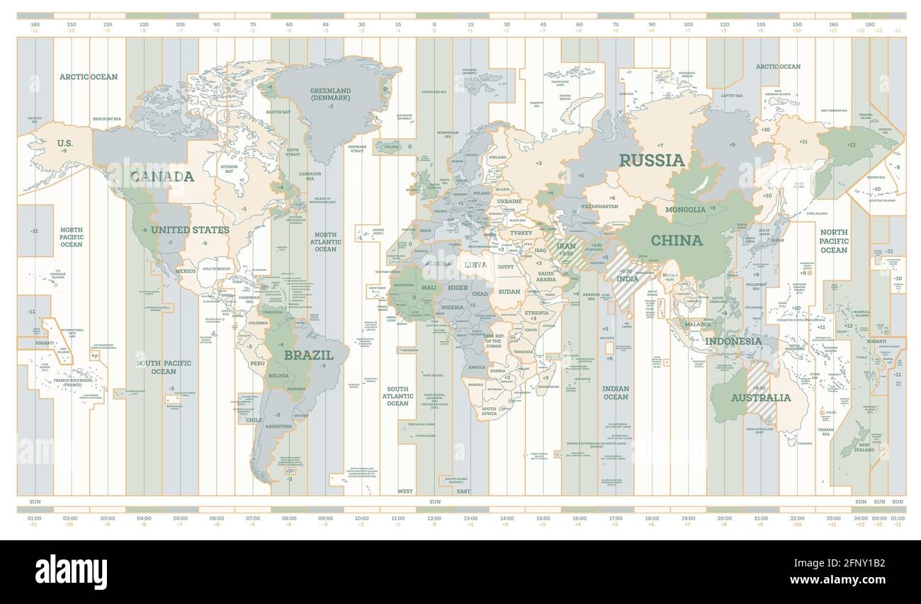 World Time Zone Map Printable