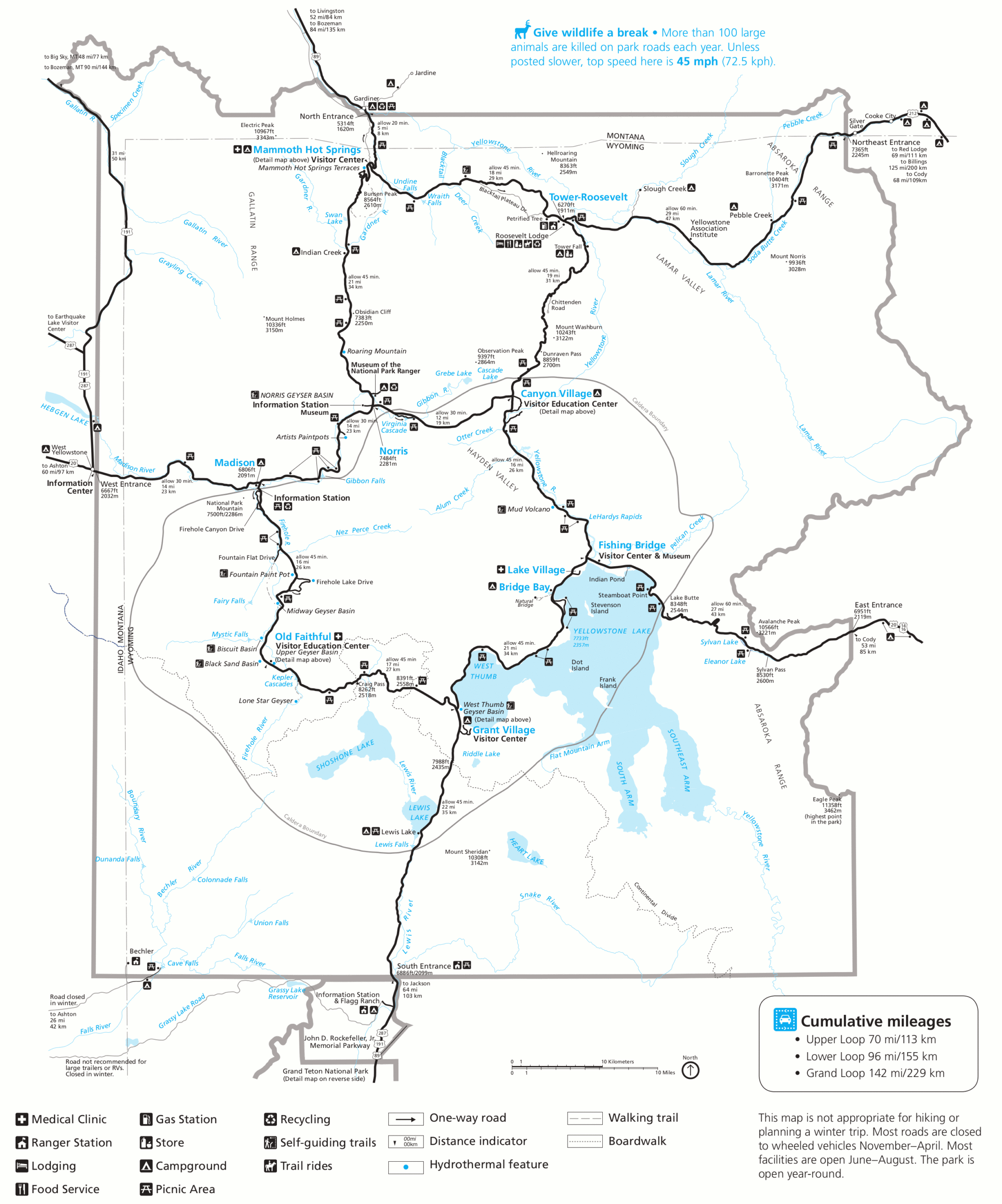 Printable Yellowstone Map With Landmarks