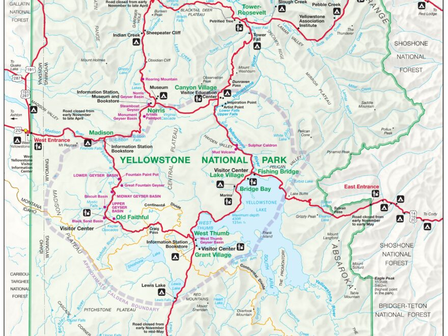 Yellowstone National Park Official Park Map Yellowstone Maps